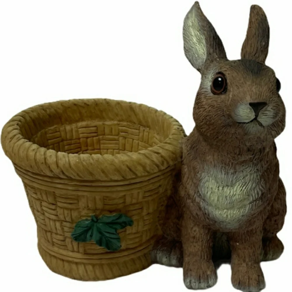 Vintage Rabbit Pot Planter Indoor Outdoor Resin Primitive Rustic Cottage Core